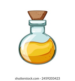 botella de poción de tarro de dibujos animados. frasco de juego, elixir de farmacia, símbolo de botella de poción de tarro de química bruja. símbolo aislado Ilustración vectorial