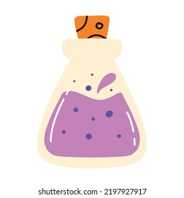 Un frasco de veneno o veneno. Poción mágica. Ilustración vectorial. Estilo dibujado.