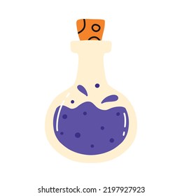 A jar of potion or poison. Magic potion. Vector illustration. Drawn style.