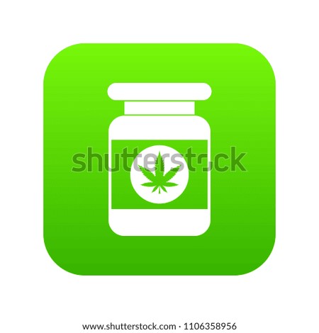 Jar of powder marijuana icon digital green for any design isolated on white vector illustration