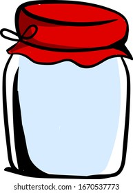 Jar con tapa roja, ilustración, vector sobre fondo blanco.