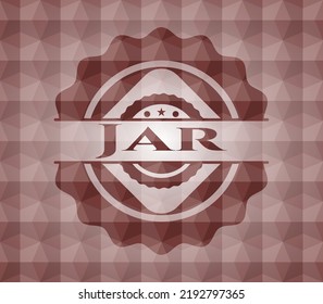 Jar red seamless badge with geometric pattern background. 