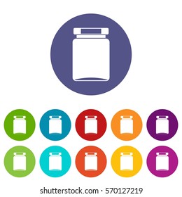 Jar set icons in different colors isolated on white background