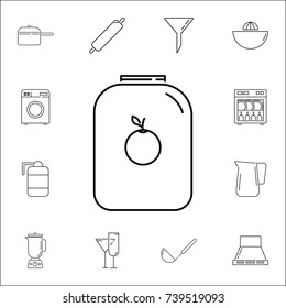 Jar. Set of kitchen icons on white background