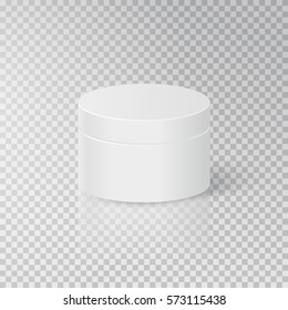 Jar with shadow isolated on transparent background. Vector cosmetic plastic bottle for cream, gel. Product package template for your advertising design