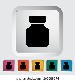 Jar. Single flat icon on the button. Vector illustration.