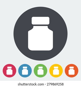 Jar. Single flat icon on the button. Vector illustration.