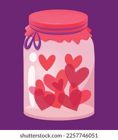 Jar with small hearts valentines day vector illustration clipart