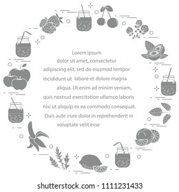 Jar with smoothies and ingredients for making smoothie. Healthy eating habits. Easy cooking process.