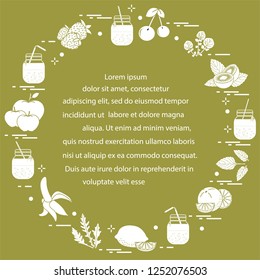 Jar with smoothies and ingredients for making smoothie. Healthy eating habits. Easy cooking process.