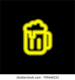 Jar of soft drink yellow glowing neon ui ux icon. Glowing sign logo vector