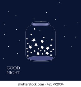 Jar with stars. Vector Illustration. EPS 8