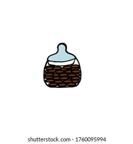 Jar for storing nuts. Harvesting peanuts. Ingredients for cooking. Vector illustration