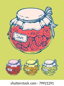 Jar of strawberry jam