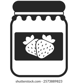 A jar of strawberry jam icon on transparent background. PNG