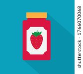 jar with strawberry jam icon- vector illustration