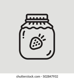 Jar of Strawberry Jam Outline Icon Thanksgiving Day