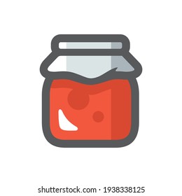 Jar of strawberry Jam Vector icon Cartoon illustration