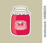 Jar with strawberry jam, vector illustration