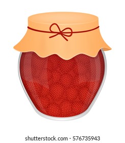 Jar of strawberry jam. Vector illustration