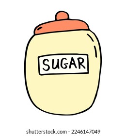 Jar de azúcar al estilo de doodle. Ilustración del vector aislada en un fondo blanco