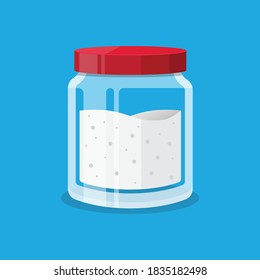 Jar of sugar icon vector flat design isolated on background.