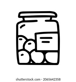 jar with sweets line vector doodle simple icon