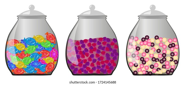 Frasco de dulces sobre fondo blanco. Ilustración del vector