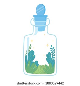 jar terrarium foliage garden nature icon white background vector illustration