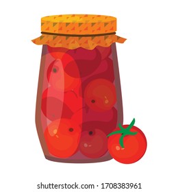 Jar tomato vector icon.Cartoon vector icon isolated on white background jar tomato.