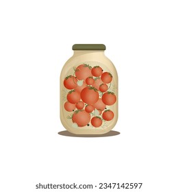jar with tomatoes .vector illustration of vegetables