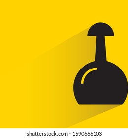 jar, or vase shape bottle with drop shadow in yellow background