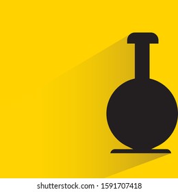 jar, or vase shape bottle with drop shadow in yellow background