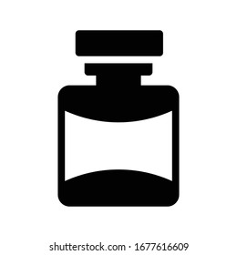 Icono plano de glifo vectorial del frasco 
