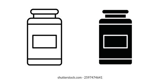 Jar vector icon set black filled and outlined style.