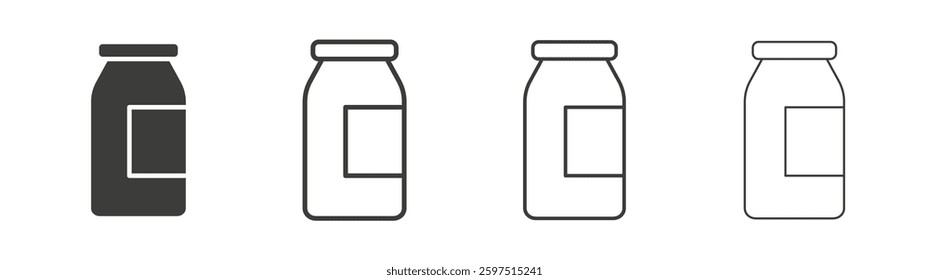 Jar vector icon set in black and white color.