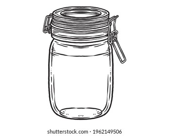 Jar vector illustrations. Black and white hand drawn image.	