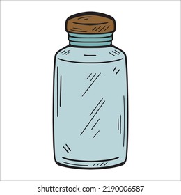 Jar vessel for pills, medicines, liquids, vector icon