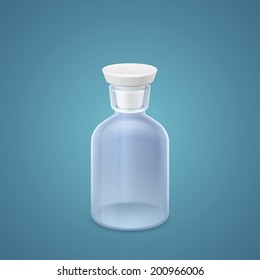 Jar with white cork isolated on blue background