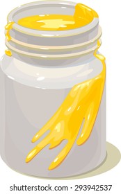 jar of yellow paint