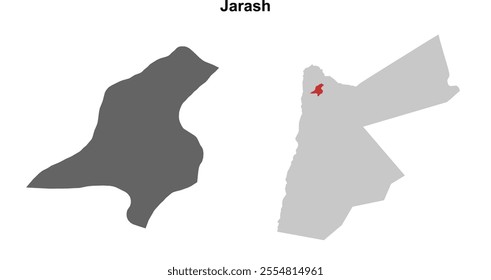 Jarash governorate blank outline map set