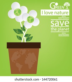 Jardiniere. Flower design. Go green. Save world. vector illustration.