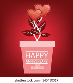 Jardiniere. Heart. Tree design. vector illustration.