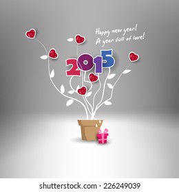Jardiniere with hearts to celebrate new year 2015