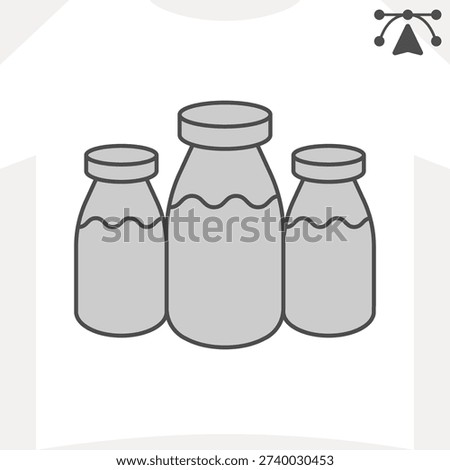 Jars of canned goods isometric icon, dairy products concept. Vector graphics. Milk jars sign and editable stroke, outline style icon for mobile or web design