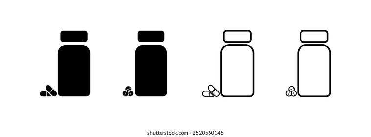 Jars for different types of pills. A set of icons.