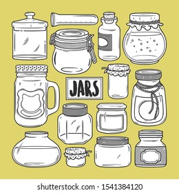 Jars Hand Drawn Doodle Coloring Vector [Yellow]