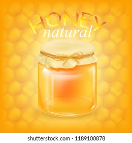 Jars of honey shop or bakery. 
 Honeycomb. Honey. sweet. honey shop or bakery. Vector design of honey syrup for desserts or cafeteria and patisserie cakes and cookies.