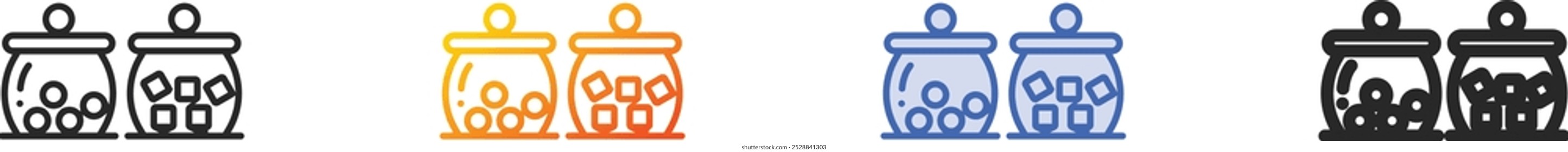 Jars icon.Thin Linear, gradiente, traçado azul e design de estilo negrito isolados no plano de fundo branco