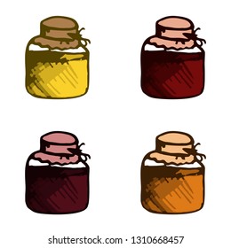 jars of jam on white background 